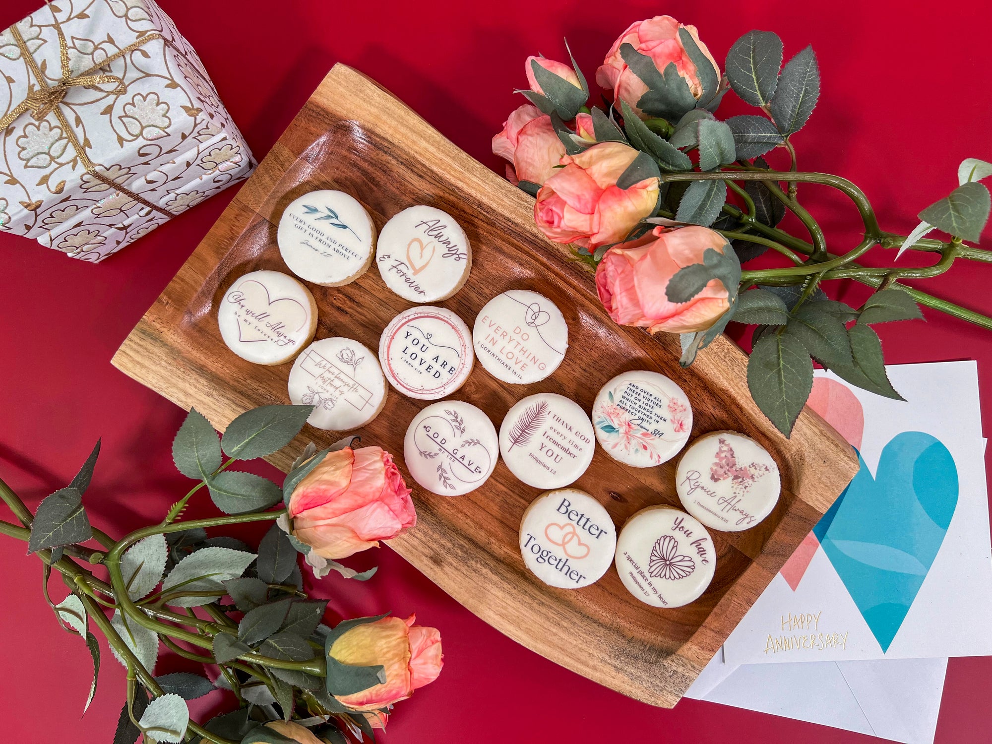 Anniversary Celebration Cookie Gift Box - 12 Hand-Decorated Anniversary Cookies