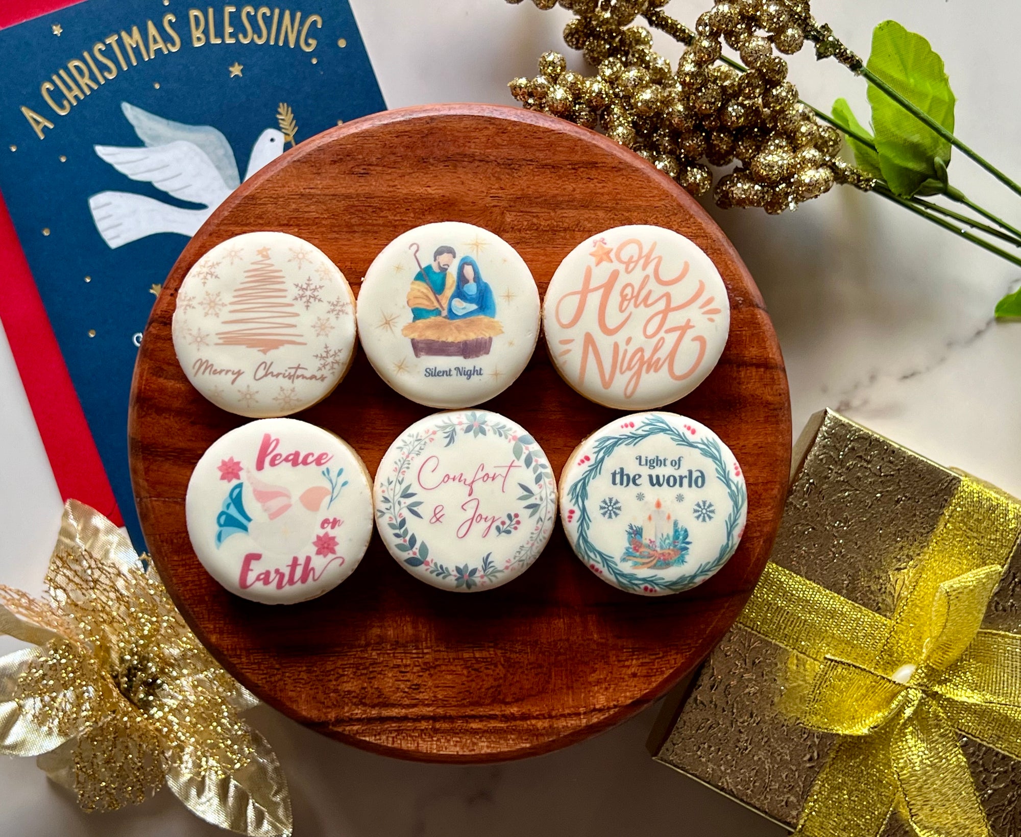 All is Calm Christmas Cookie Gift Box - 6-Pack of Hand-Decorated Cookies