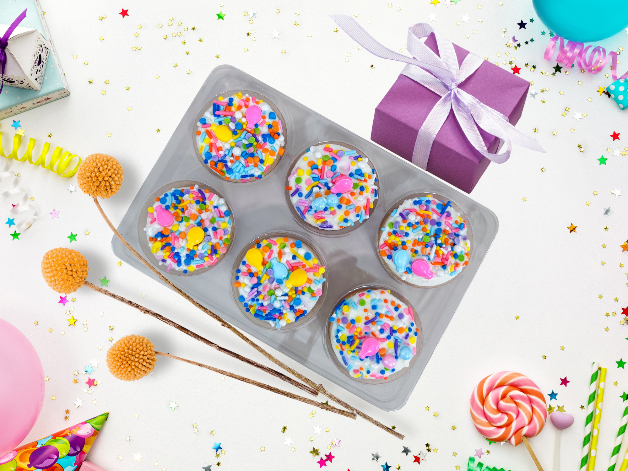 Birthday Sprinkle Celebration Cookies Gift Box - 6 Fun and Festive Treats for Every Occasion